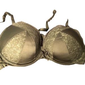 Victoria Secret 38B rare olive green push up bra great double back strap